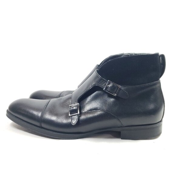Alfani Callan Mens Size 9.5 Black Monk Strap Ankle Boots Leather Upper - Picture 3 of 9